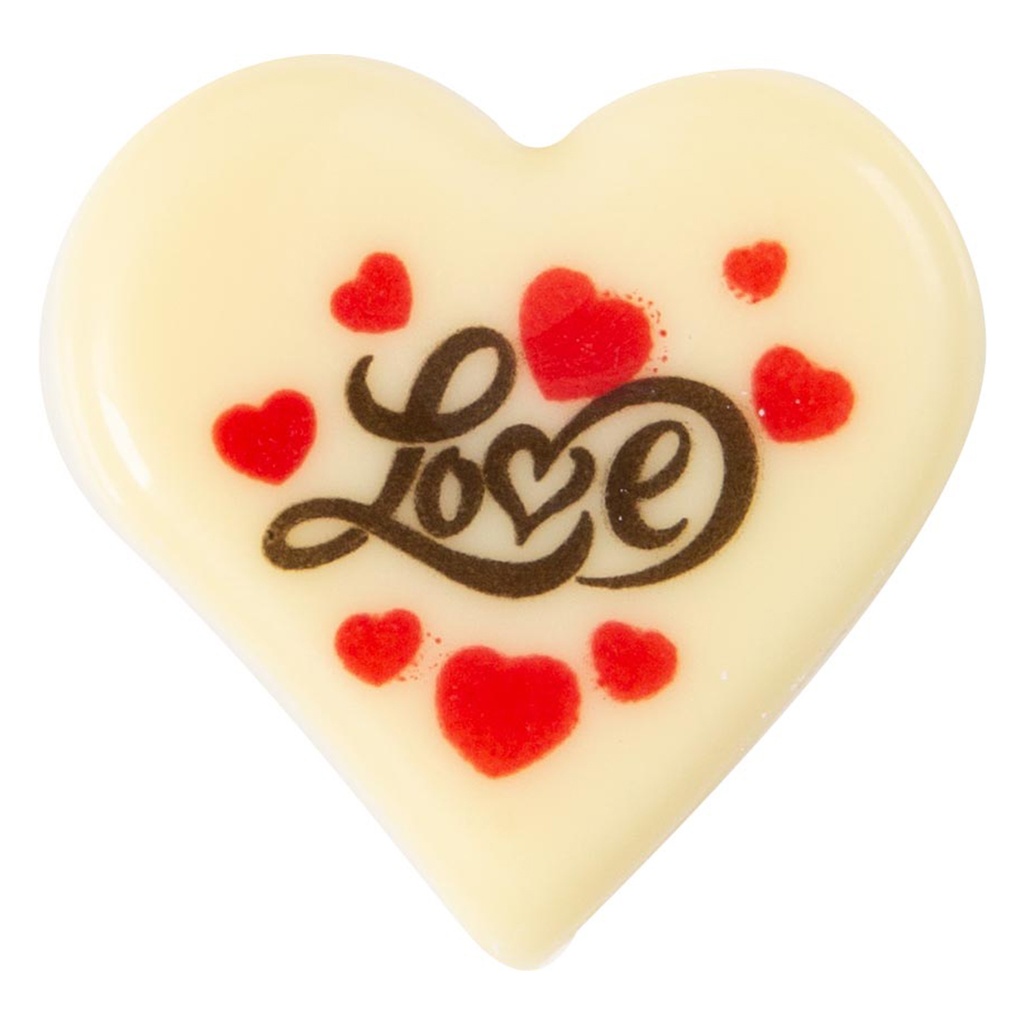 Placas Corazón Love Ø 30 mm. Chocolate Blanco