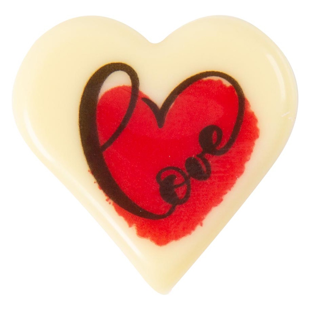 Placas Corazón Love Ø 30 mm. Chocolate Blanco