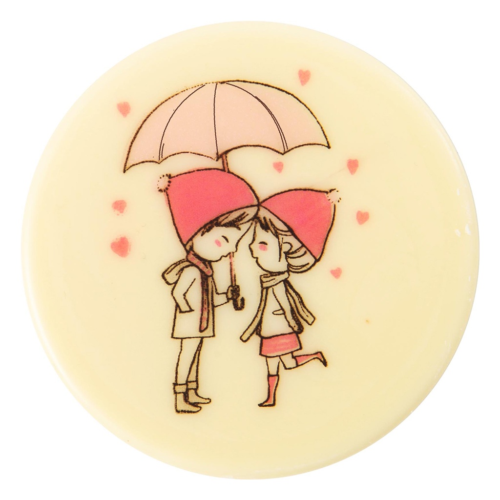 Placas Redondas pareja Love Ø 50 mm. Chocolate Blanco