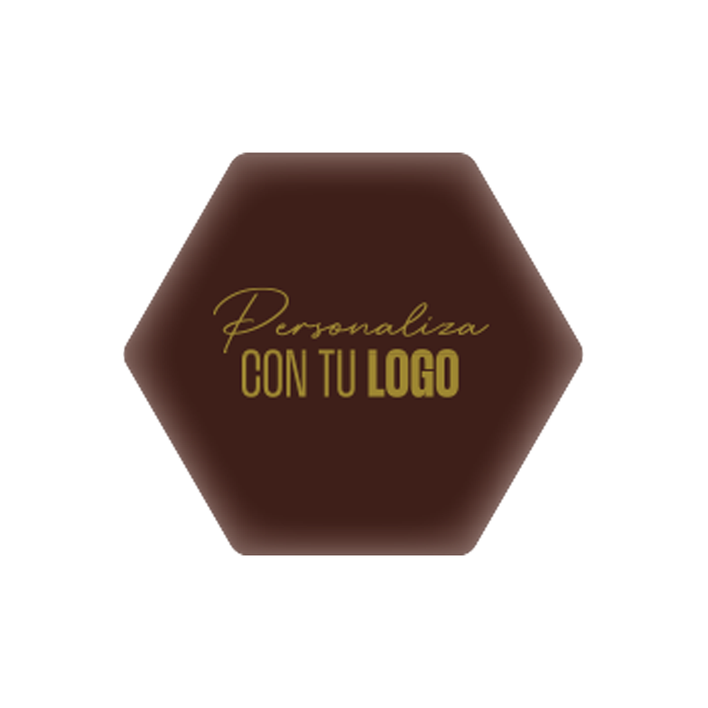 Placa Hexagonal Personalizada Ø 38 mm. Chocolate Negro (192 u.)