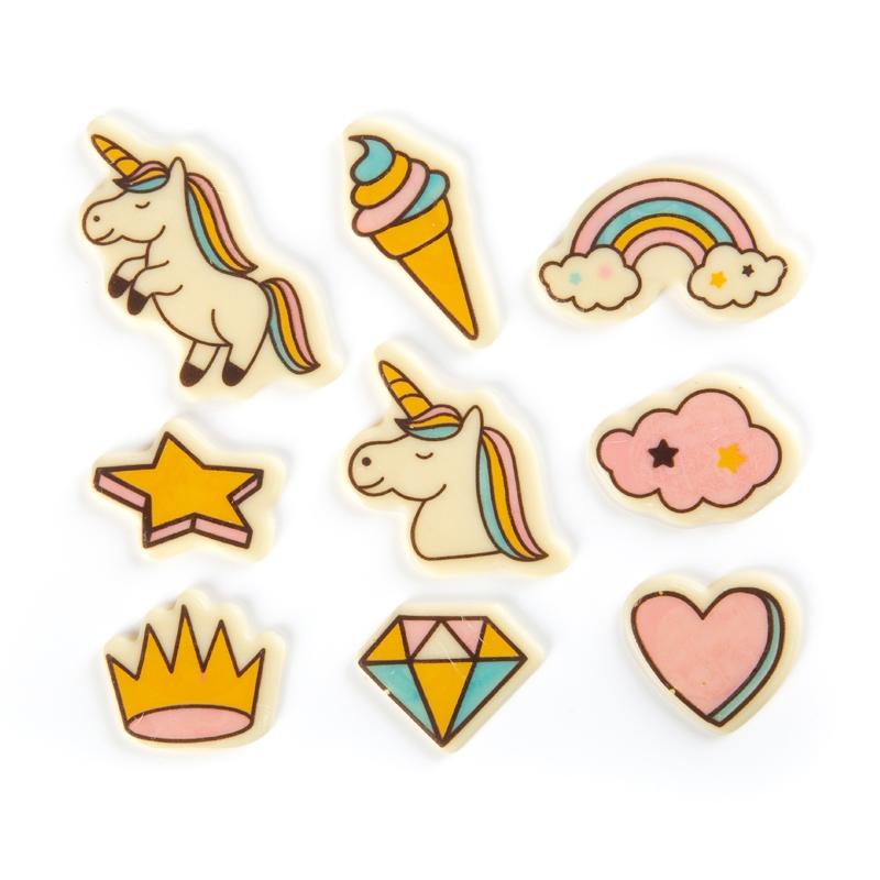 Figuras de Unicornio Ø 40 mm. Chocolate Blanco (90 u.)