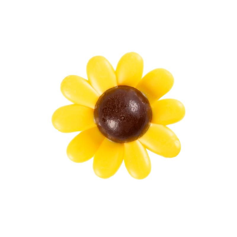 Flor Amarilla Ø 50 mm. Chocolate Blanco  (24 u.)