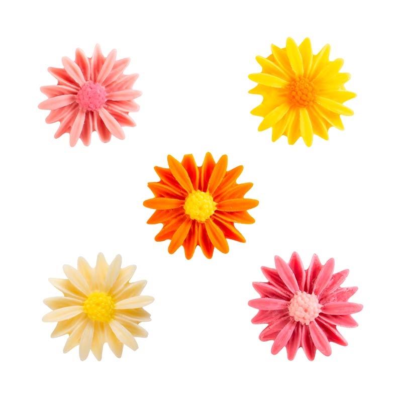 Flores de Chocolate Blanco 5 Colores Ø 25 mm. (120 u.)
