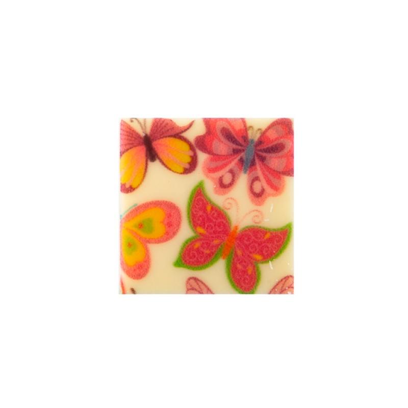 Placa Cuadrada Mariposas 30 X 30 mm. Chocolate Blanco (220 u.)