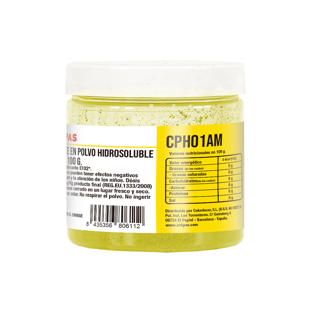 Colorante en Polvo Hidrosoluble Amarillo (100 g)