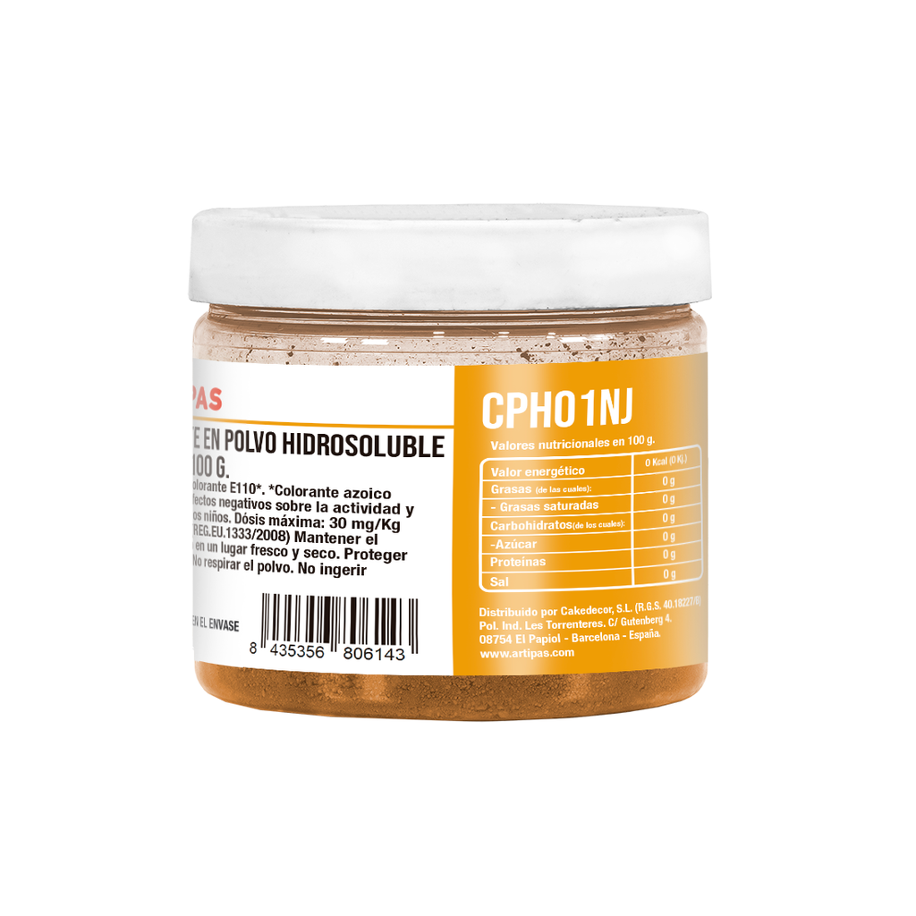Colorante en Polvo Hidrosoluble Naranja (100 g)