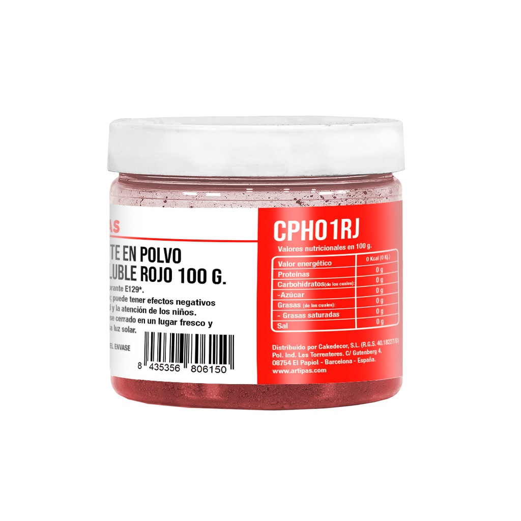 Colorante en Polvo Hidrosoluble Rojo (100 g)