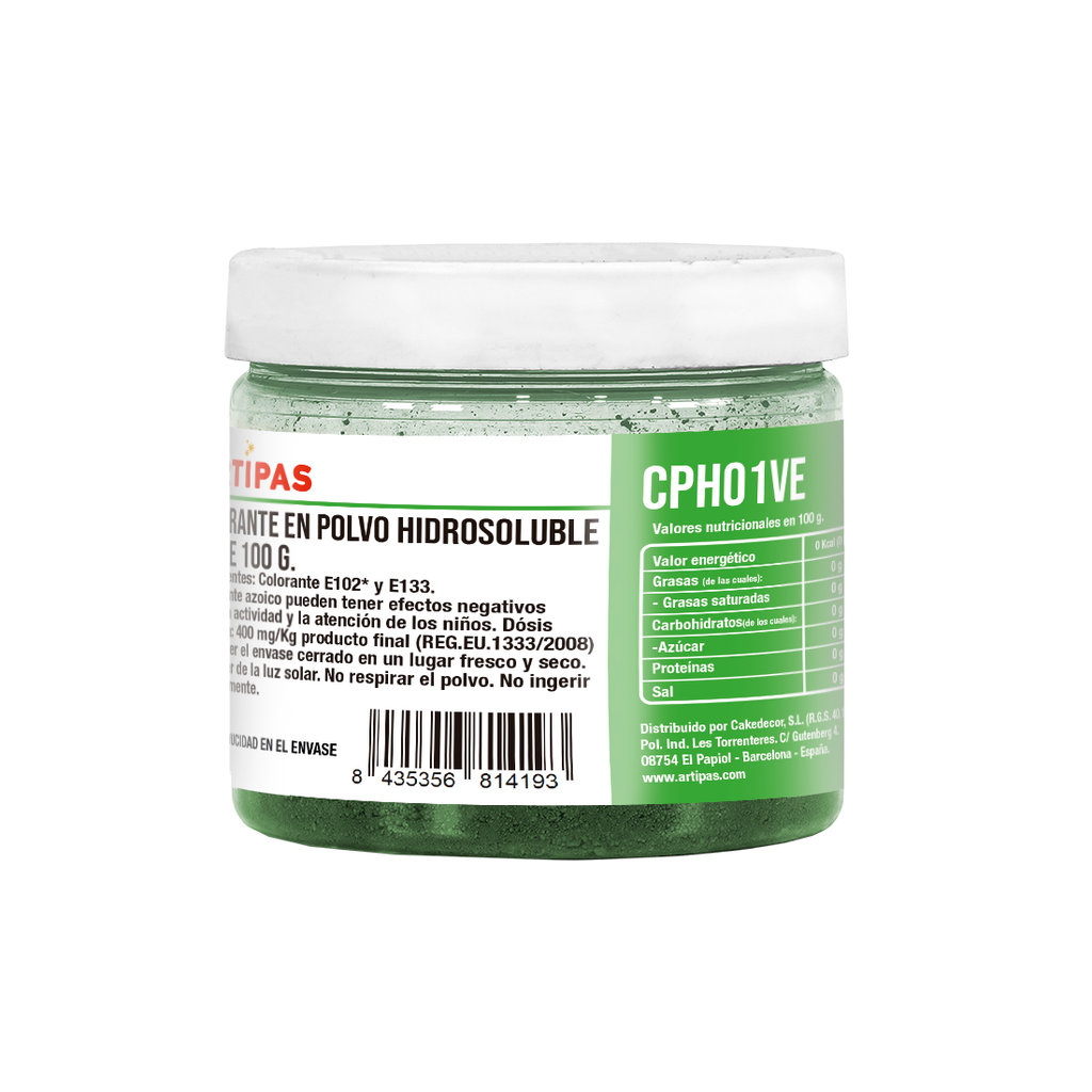 Colorante en Polvo Hidrosoluble Verde (100 g)