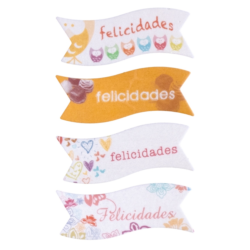 Letrero Oblea Felicidades 40 X 95 mm.  (48 u.)