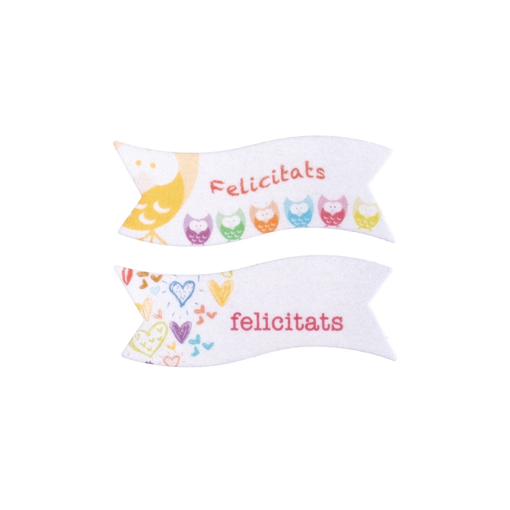 Letrero Oblea Felicitats 40 X 95 mm. (48 u.)