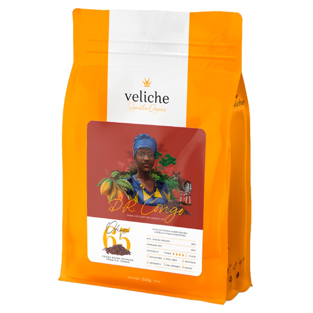 Okapi 65. Cobertura de Chocolate Origen R.D. Congo 65 % (2,5 Kg)