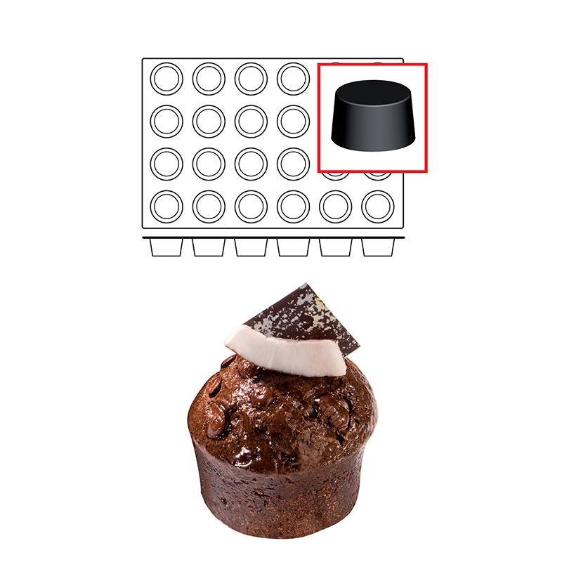 Molde de Silicona Muffin Ø 69 mm. Alto 39 mm. 122 ml. 24 Pcs