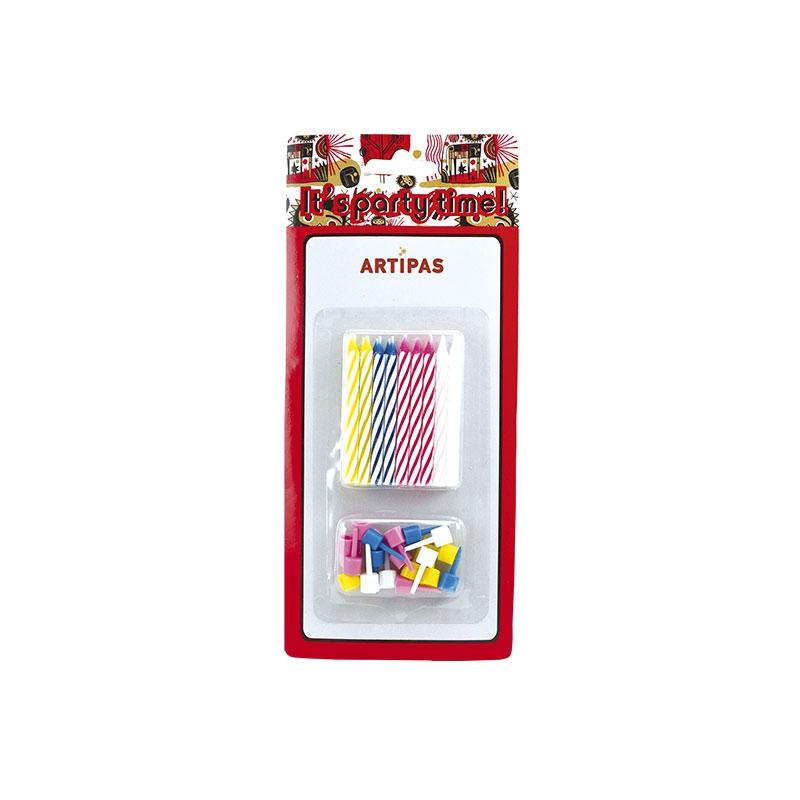 Vela 1 Año Espiral + Portavelas (1 Set)