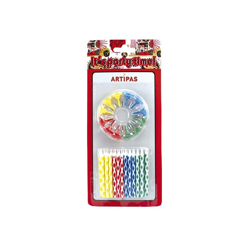 Velas 1 Año Rombos + Portavelas (1 Set)
