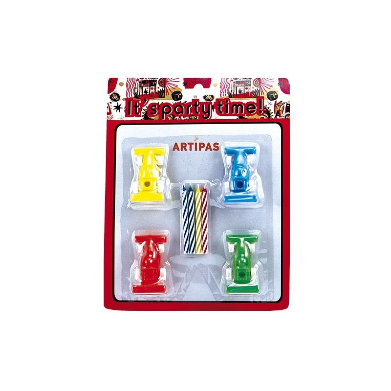 Velas Automivilismo + Portavelas (1 Set)