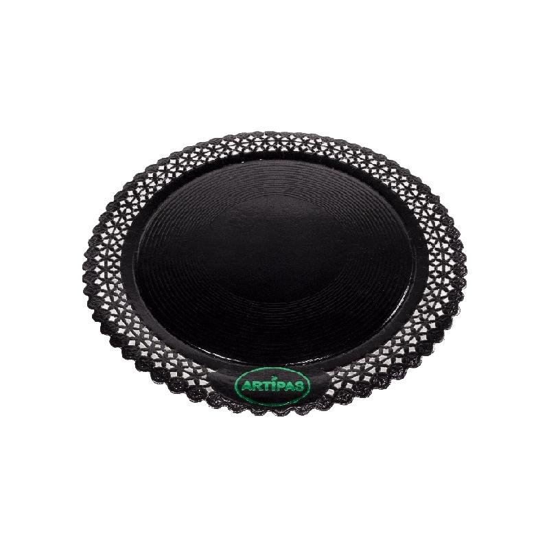 Platos Zeus Negros Laminados de 25 cm. (100 u.)
