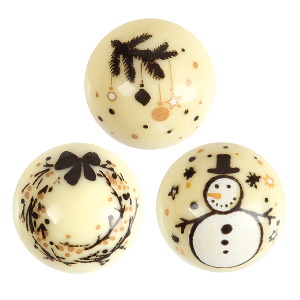 Esfera Surtido Navideño 3D Chocolate Blanco Ø 28 mm. (96 u.)
