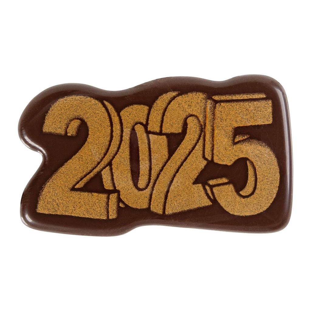 Letrero 2025 Chocolate Negro 45 X 25 mm. (120 u.)