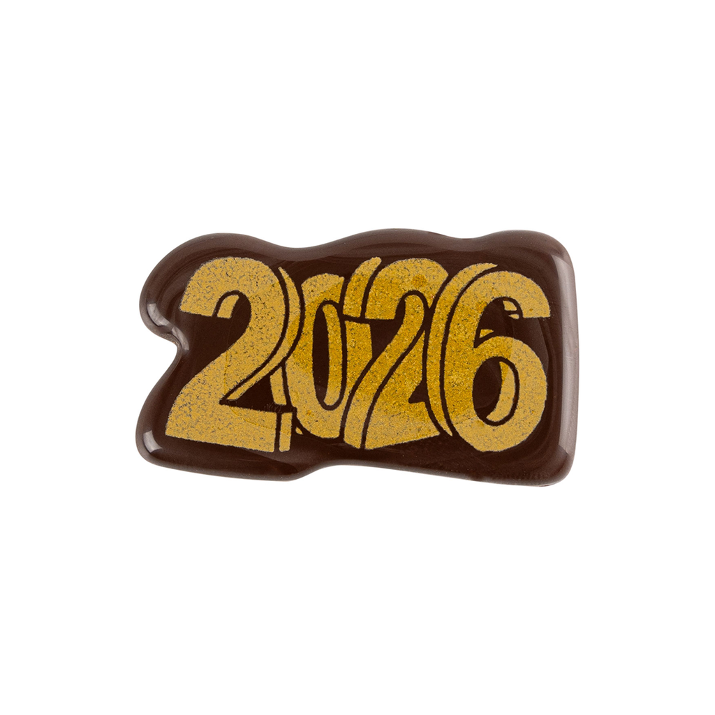 Letrero 2026 Chocolate Negro 45x25 mm (120 u.)
