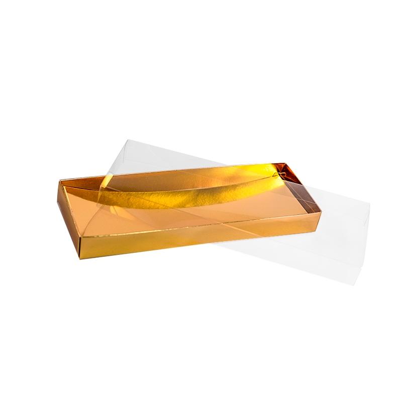 Cajas de Turrón Luxe Base Oro y Tapas Transparente 19X8,5X Anónimas