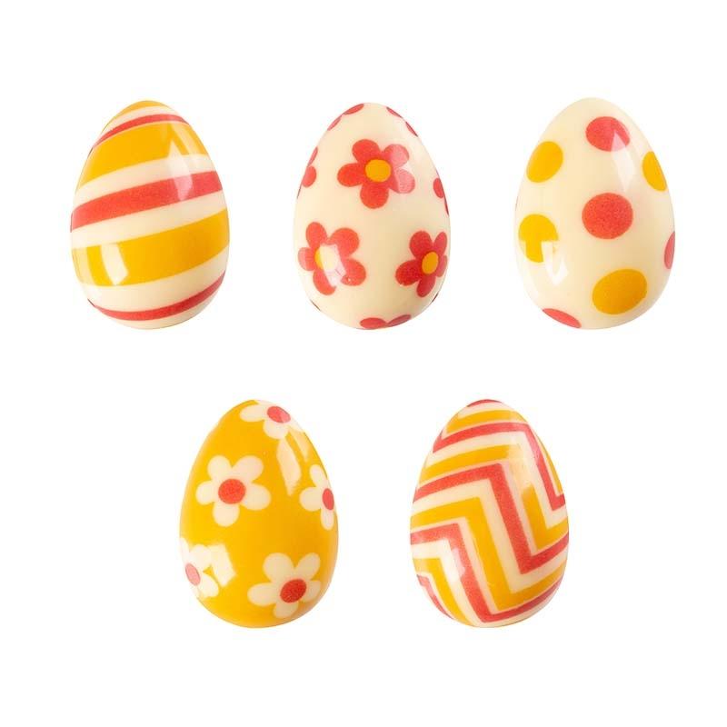 Huevos 3D Decorados Chocolate Blanco 38 X 24 mm. (96 u.)