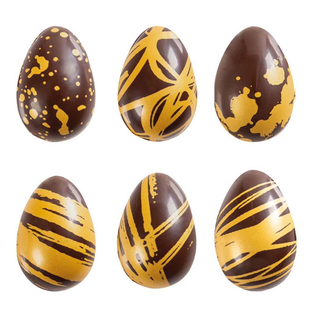 Huevos 3D Decorados Chocolate Negro 38 X 24 mm. (64 u.)