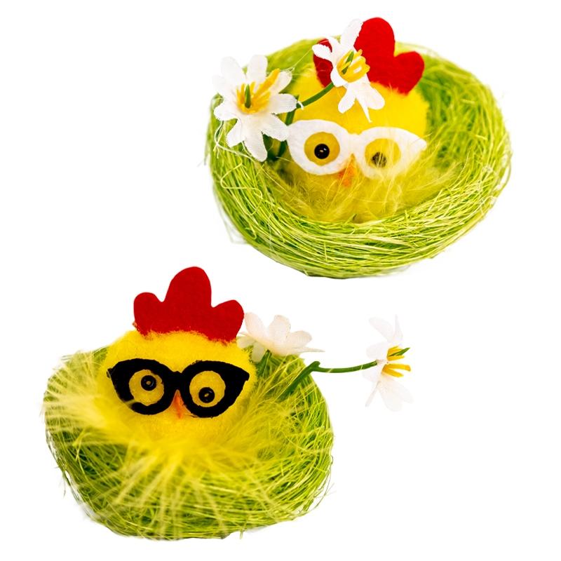Pollo con Gafas en Cesta 60 mm. (6 u.)