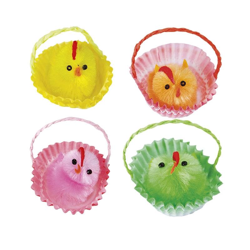 Pollitos en Cupcake Colores Surtidos 45X45 mm. (12 u.)