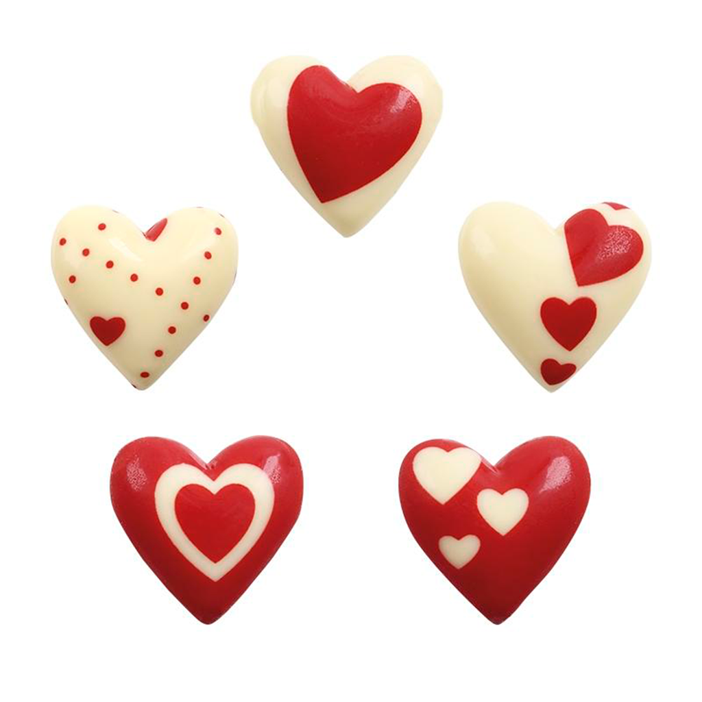 Corazones Blanco/Rojo ø30 mm (105 u.)