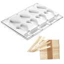 Molde Helado Corazón con Bastones 91X85X23 mm. 96 ml. 8 Pcs  (1 u.)