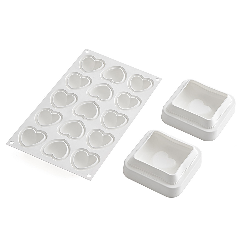 Set 1 Molde Corazón + 7 Cojines 100X100X30 mm. 270 ml. (1 u.)
