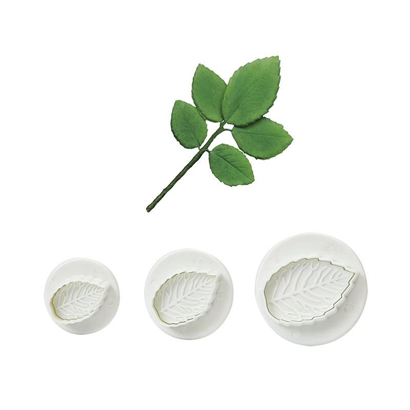 Set 3 Cortantes Hoja de Rosa Peq. con Expulsor (1 Set)