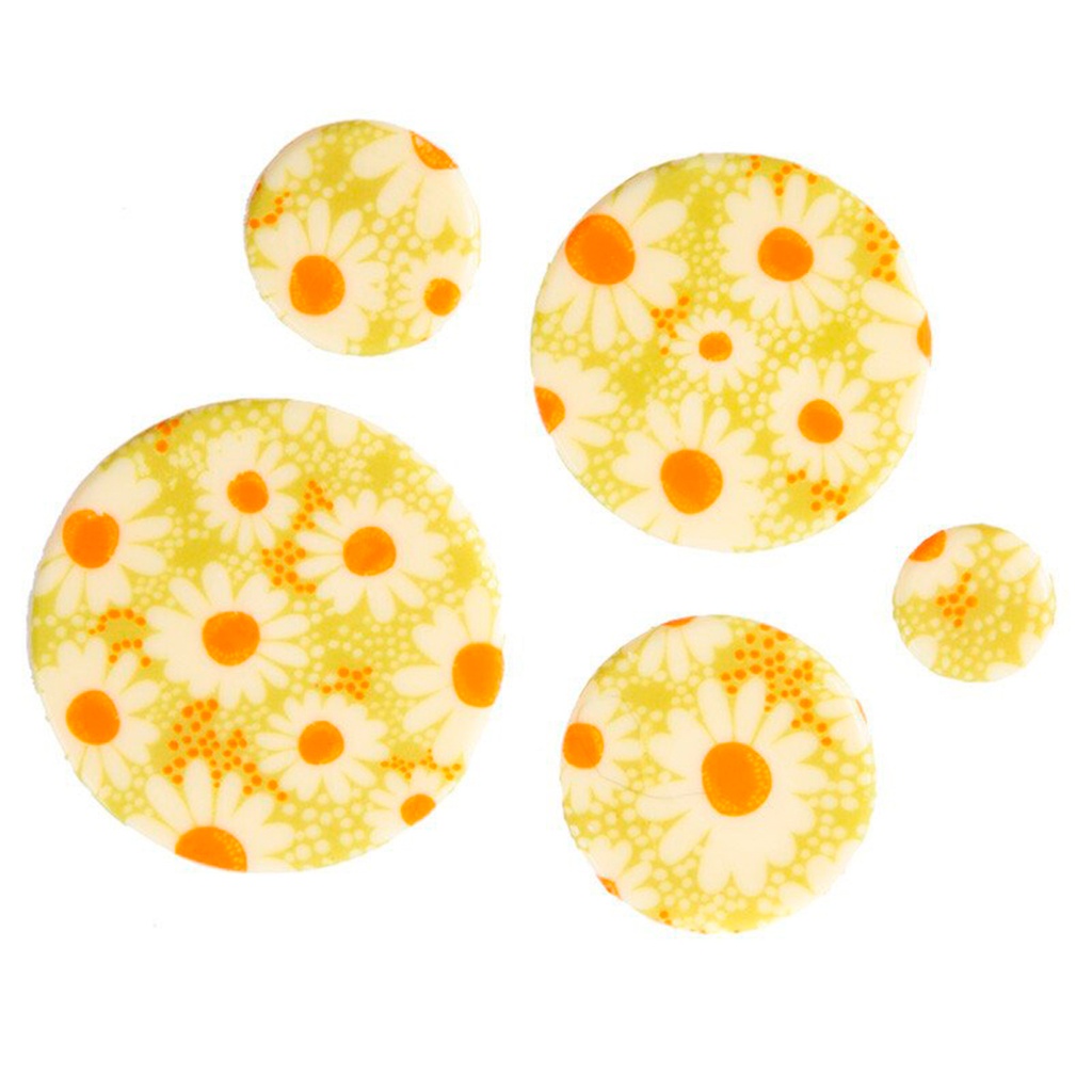 Plates assorted circular background green daisies