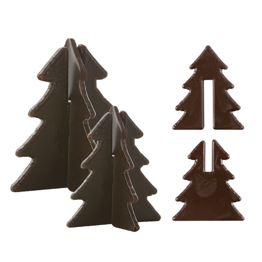 Abetos 3D Chocolate Negro 50x40 y 30x25 mm (45 Sets)