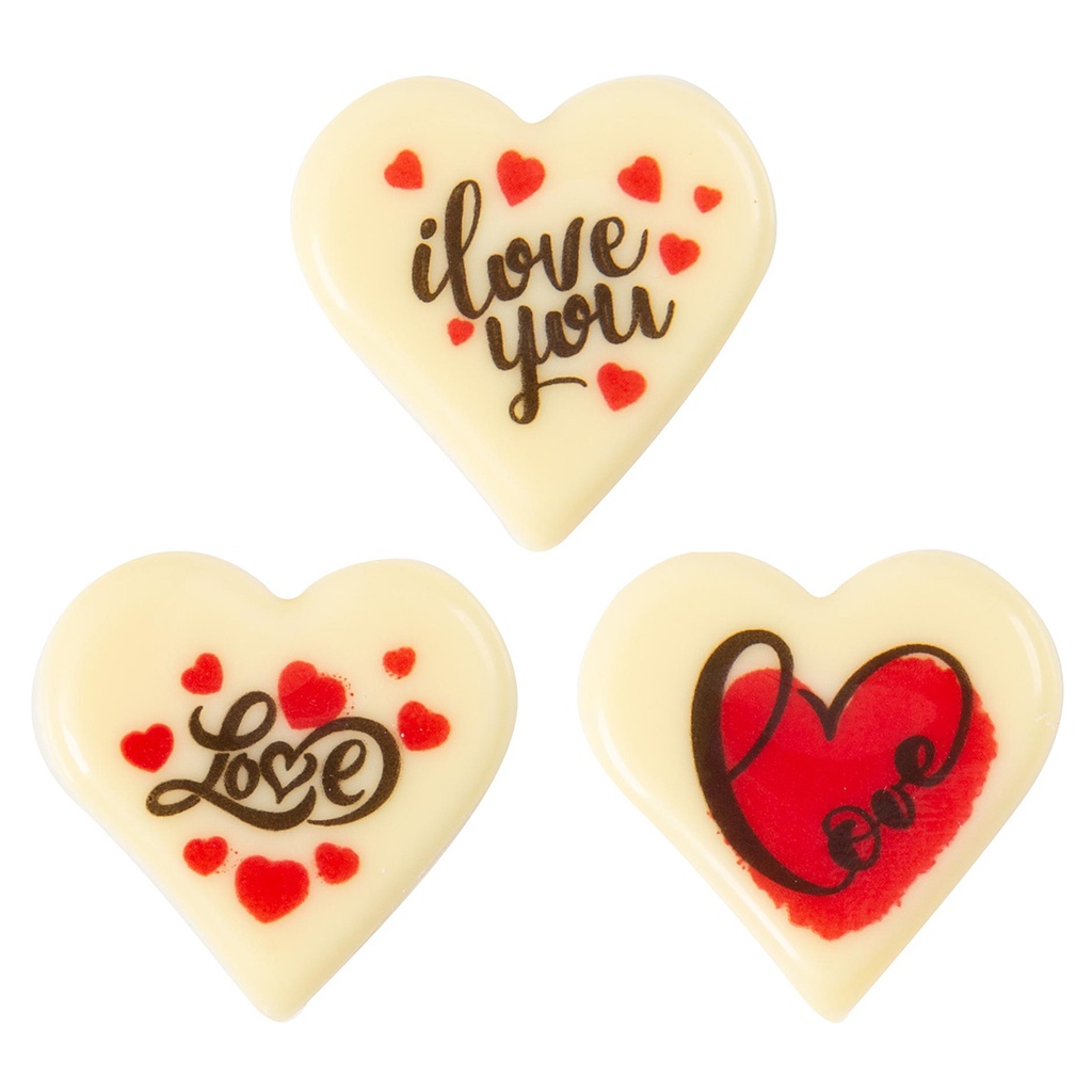 Placas Corazón Love Ø 30 mm. Chocolate Blanco (160 u.)
