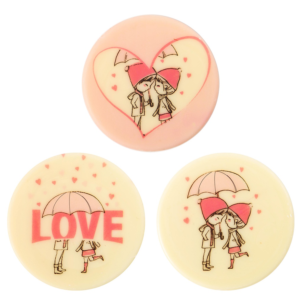 Placas Redondas pareja Love Ø 50 mm. Chocolate Blanco (75u.)