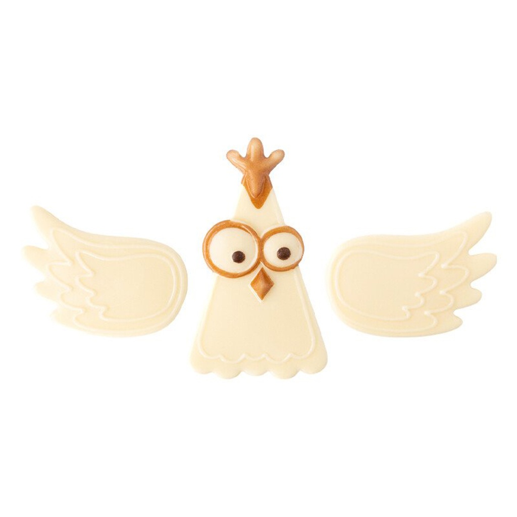 Kit Gallina Chocolate Blanco 2D (30 x Set / 90 piezas)