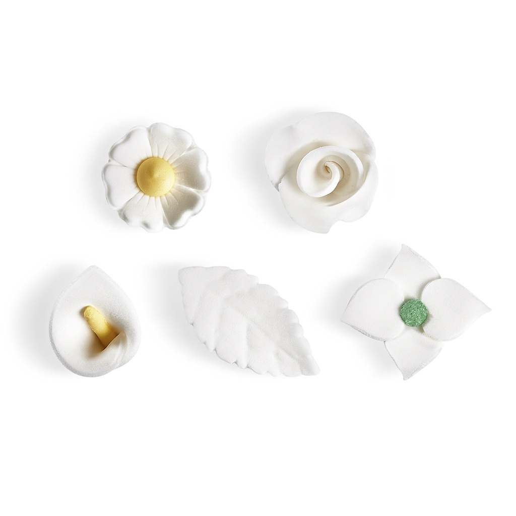 Assortment of White Flowers Sugar (120 u.)