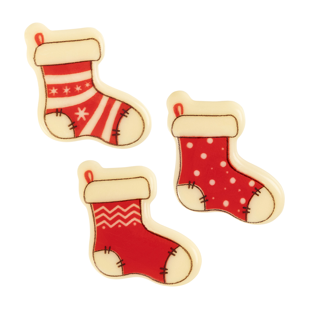 Calcetín de Navidad con Asa Chocolate Blanco 33x31 mm (160 u.)