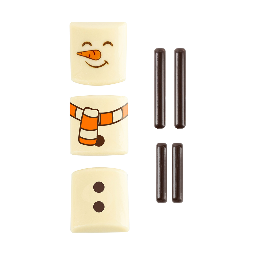 Muñeco de Nieve Chocolate Blanco 3 piezas 3x3 cm (24 Sets)