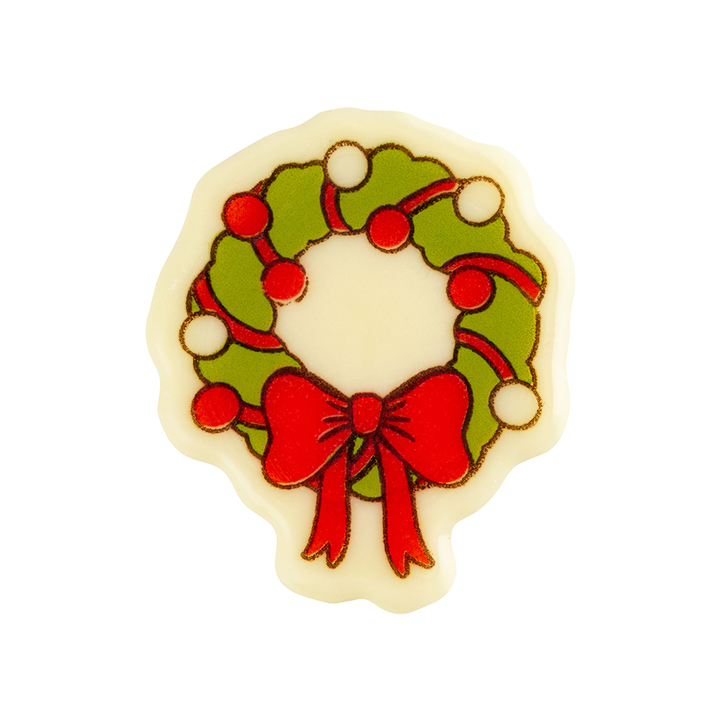 Placa Corona de Navidad Chocolate Blanco ø3 cm (120 u.)