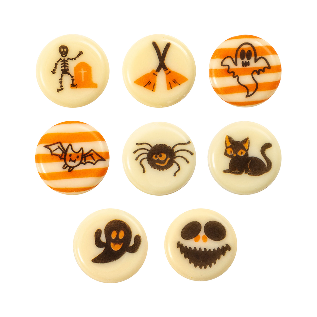 Placas Redondas Halloween Chocolate Blanco ø 2 cm  (300 u.)