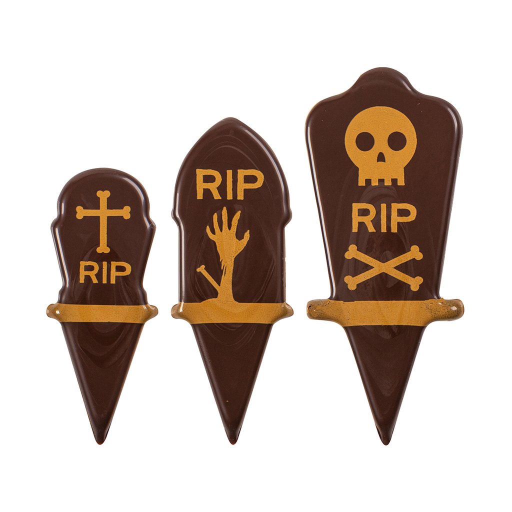Pick Lápida Funeraria Chocolate Negro 8x3-7x2,5-6x2 cm (105 u.)