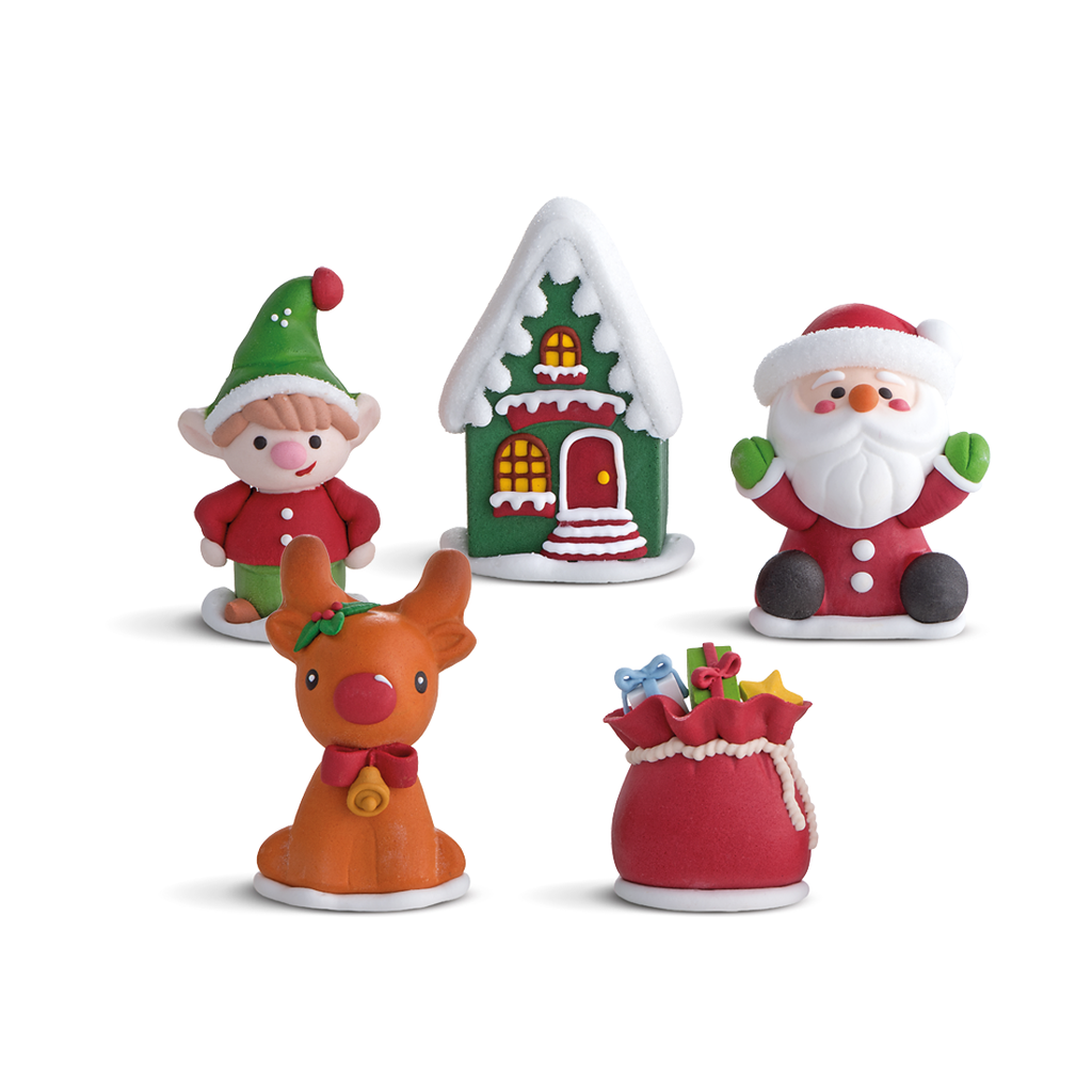 Figuras  Navideñas Renos, Gnomos y Regalos Azúcar 40-60 mm (24 u. )