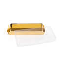 Caja de Turrón Dorada 4 Alas 210x90x30 mm y Tapa de Acetato Anónima (1 u.)