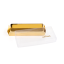 Caja de Turrón Dorada 4 Alas 210x90x30 mm y Tapa de Acetato Laminada (1 u.)