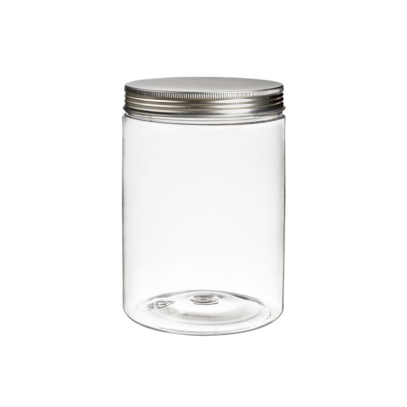 Bote Transparente con Tapas Plata Ø 105 mm. Alto 145 mm. 1000 ml. (6 u.)
