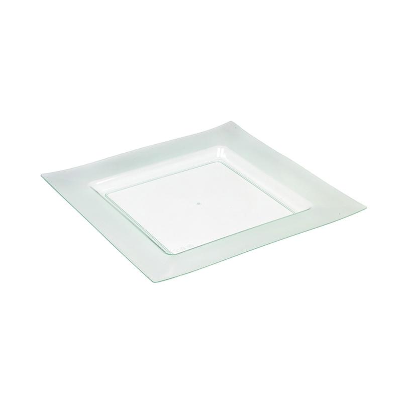 Platos Serie Diamant Transparente Verde 150X150X15 mm. (25 u.)