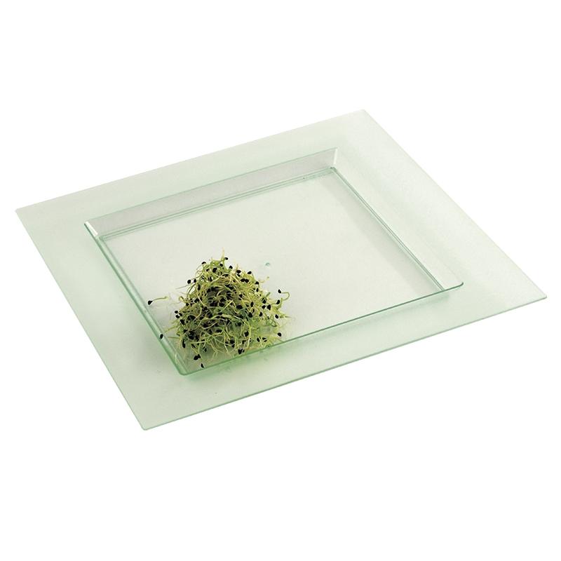 Bandeja Serie Diamant Transparente Verde 250X250X17 mm. (10 u.)