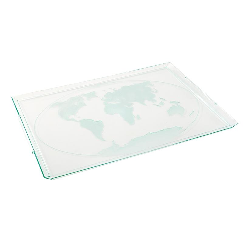 Bandeja con Asas Serie Atlas Transparente 380X275X12 mm.